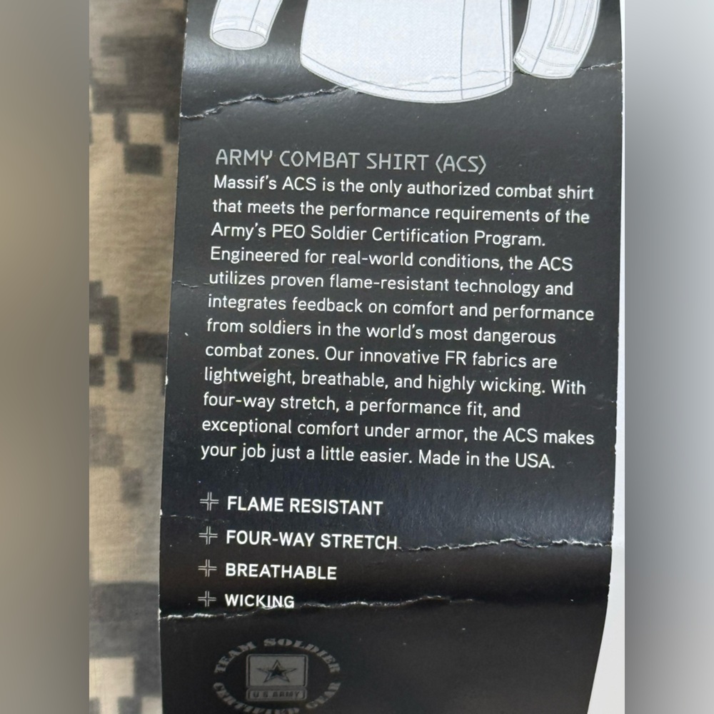 Massif US Army Combat Shirt Men Large, Digital Camo, Flame Resistant, Stretch - Picture 14 of 16